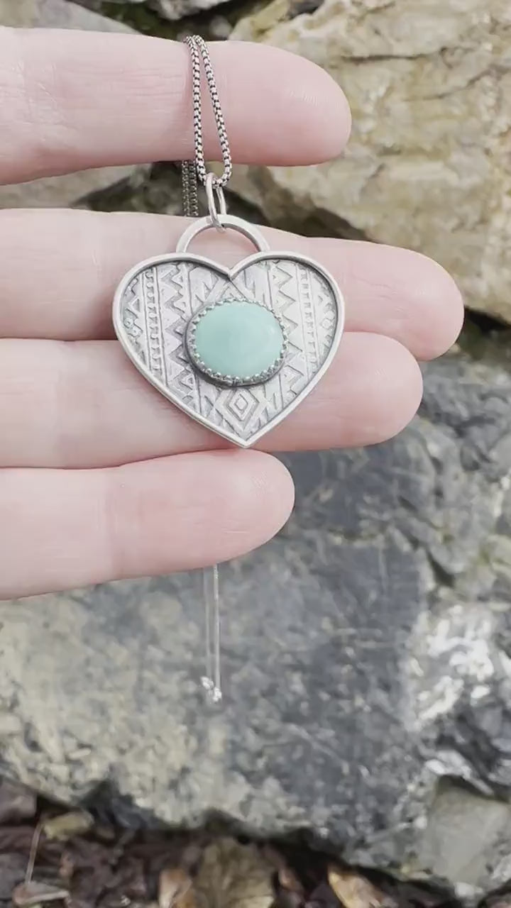 Kingman Turquoise and Sterling Silver Heart Pendant
