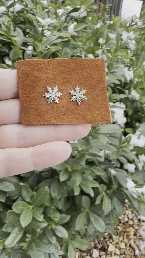 Sterling Silver Snowflake Stud Earrings – Winter Jewelry Gift
