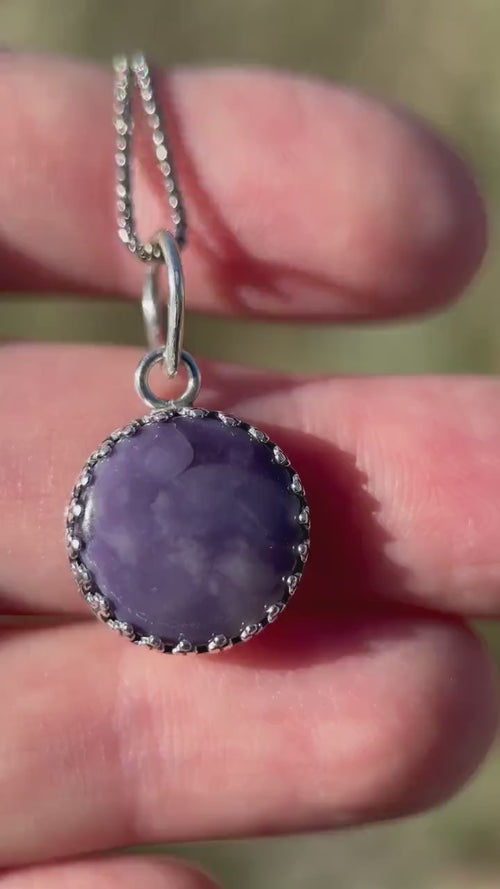 Purple Tiffany Stone and Sterling Silver Pendant