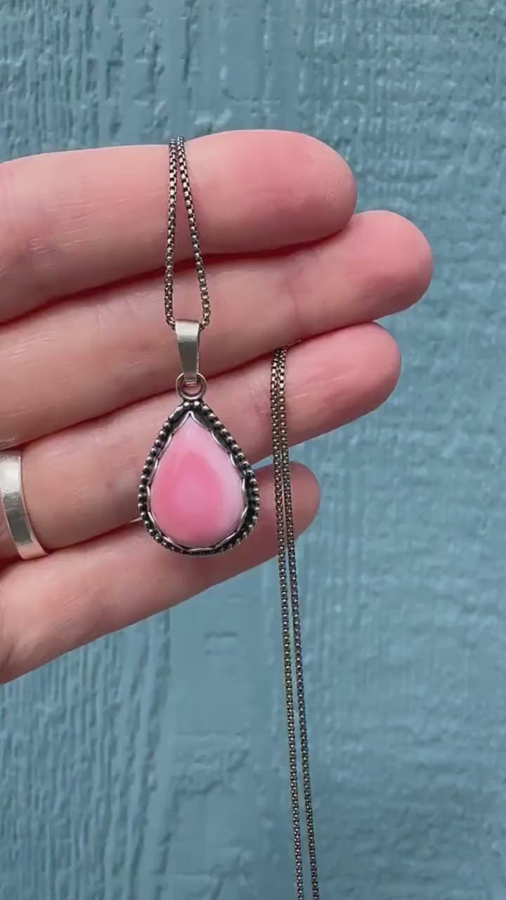Pink Queen Conch Shell and Sterling Silver Pendant