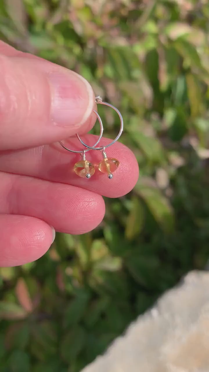 Citrine Charm Hoop Earrings