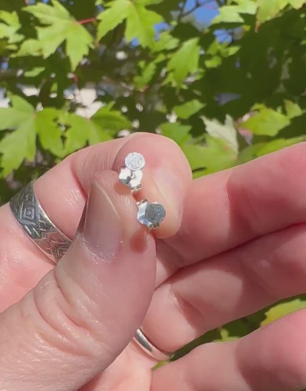 Dot Stud Earrings in Solid 925 Sterling Silver or 14k Yellow Gold Fill - Minimalist Flat Circle Posts - Hypoallergenic