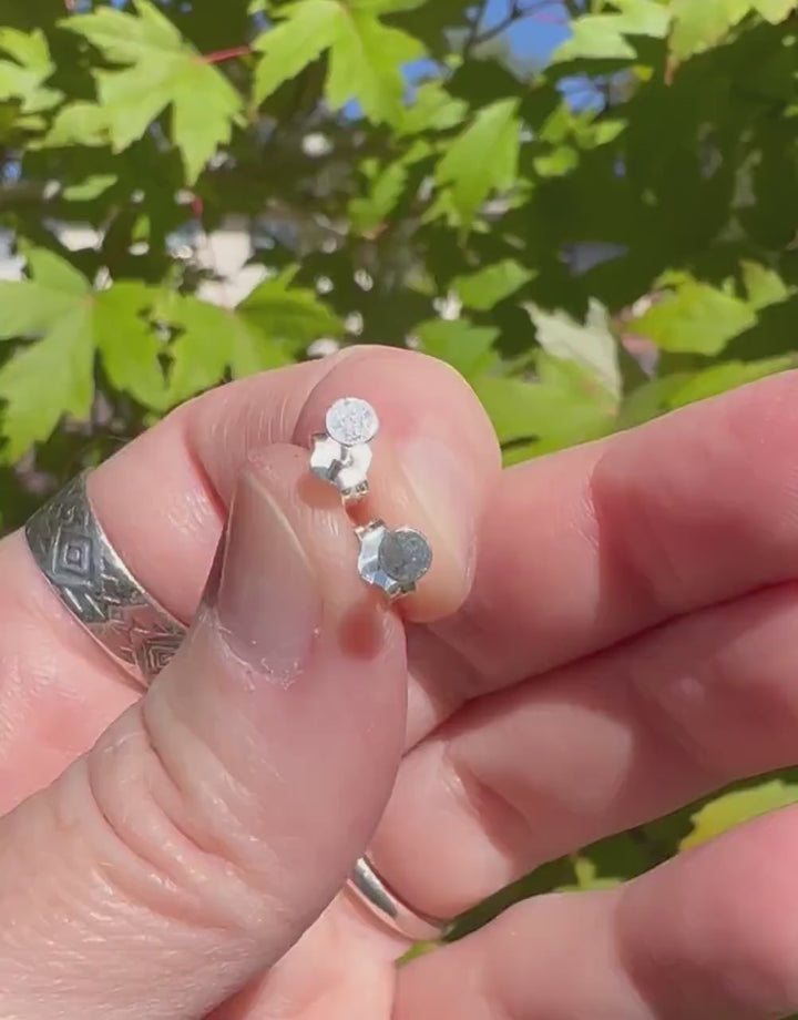 Dot Stud Earrings in Solid 925 Sterling Silver or 14k Yellow Gold Fill - Minimalist Flat Circle Posts - Hypoallergenic