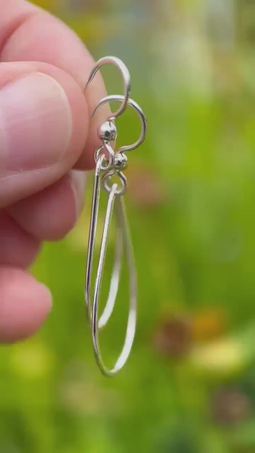 Sterling Silver Teardrop Hoop Earrings - Everyday Minimalist Lightweight Statement Earrings, Gift for Her