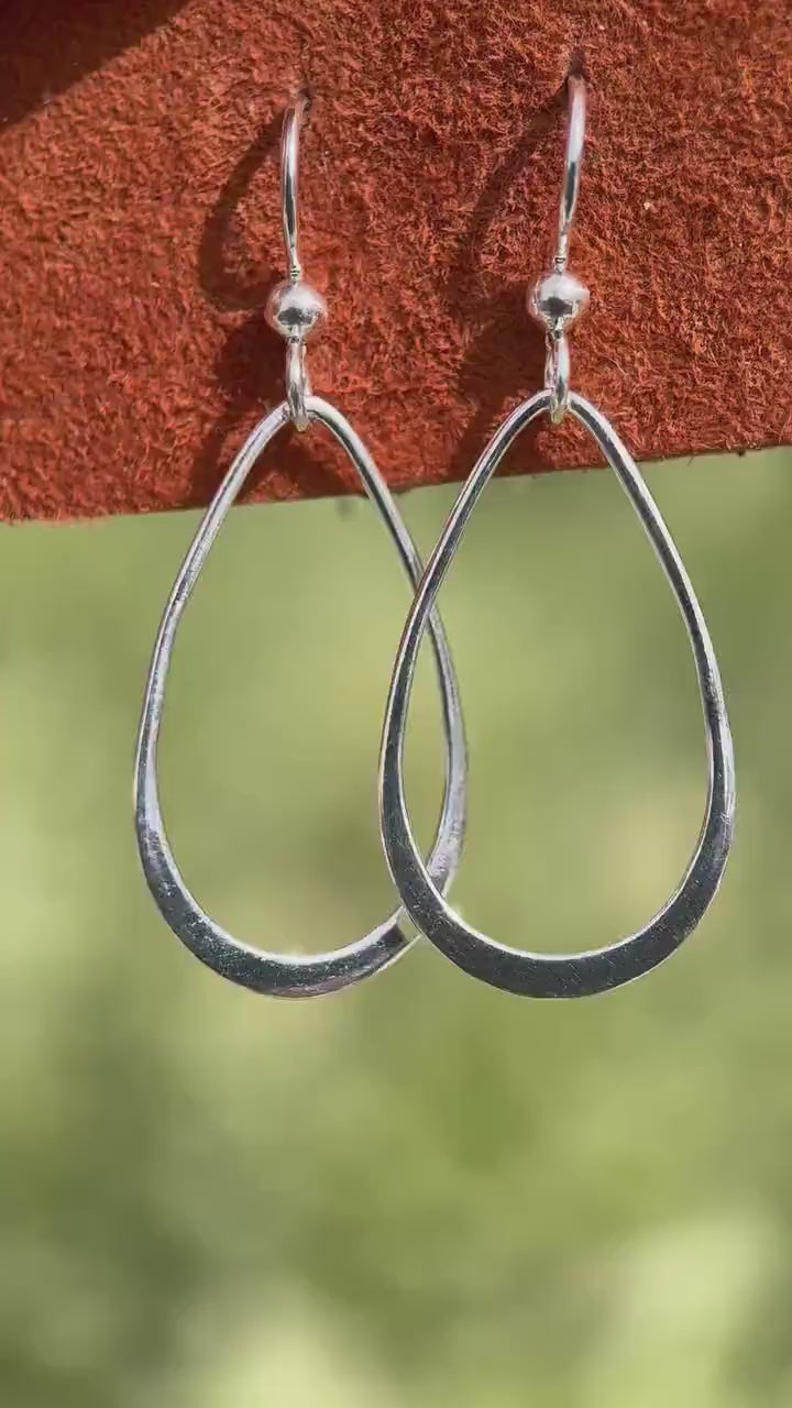 Sterling Silver Teardrop Hoop Earrings - Everyday Minimalist Lightweight Statement Earrings, Gift for Her