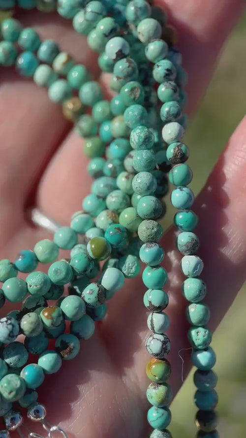 Turquoise and Sterling Silver Beaded Necklace