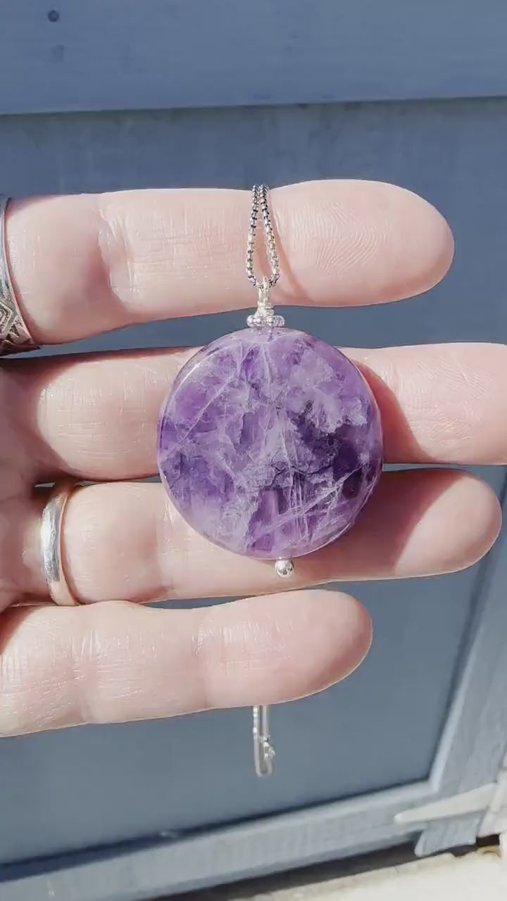 Amethyst Crystal Sterling Silver Necklace