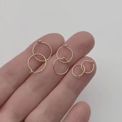 Little Rose Gold Hoops | 14K Rose Huggie Tiny Sleeper Earrings | 24/7  Hypoallergenic