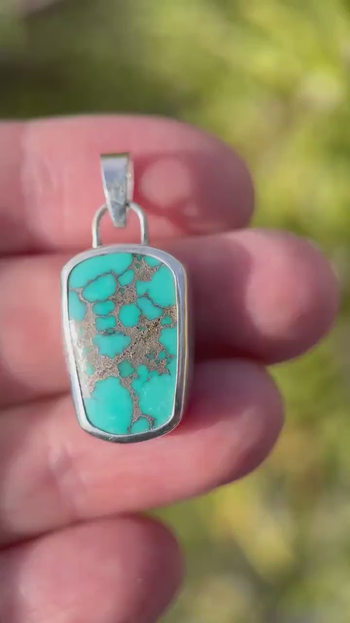 Blue-Green Turquoise Silver Wrapped Pendant