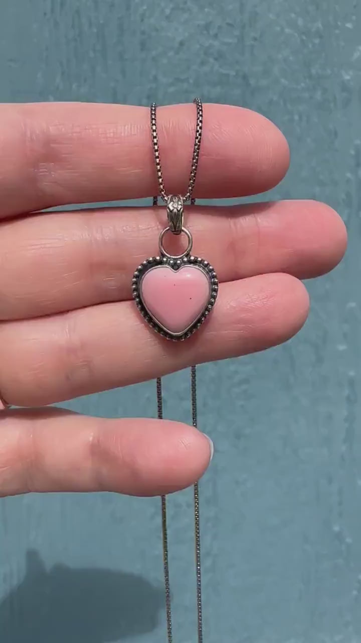 Pink Conch Shell Heart and Sterling Silver Pendant