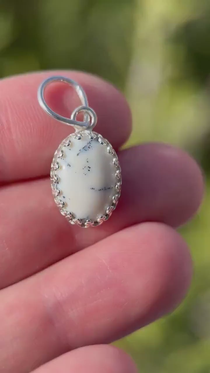 Dendritic Opal and Sterling Silver Charm Pendant Necklace