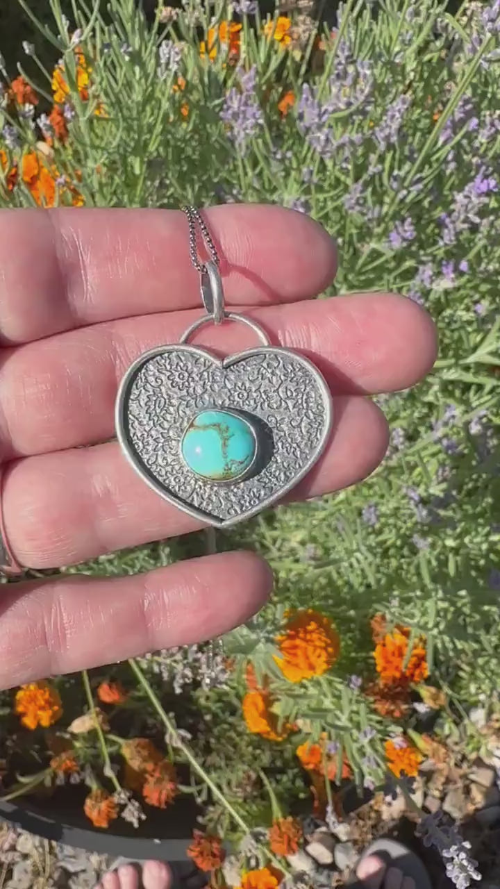 Royston Turquoise and Sterling Silver Heart Pendant