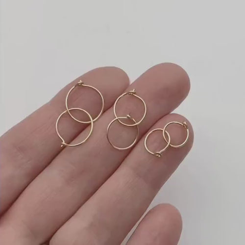 14k Solid Gold Hoops | 18k Solid Gold Hoops | Thin YELLOW Gold Small Hoop Earrings
