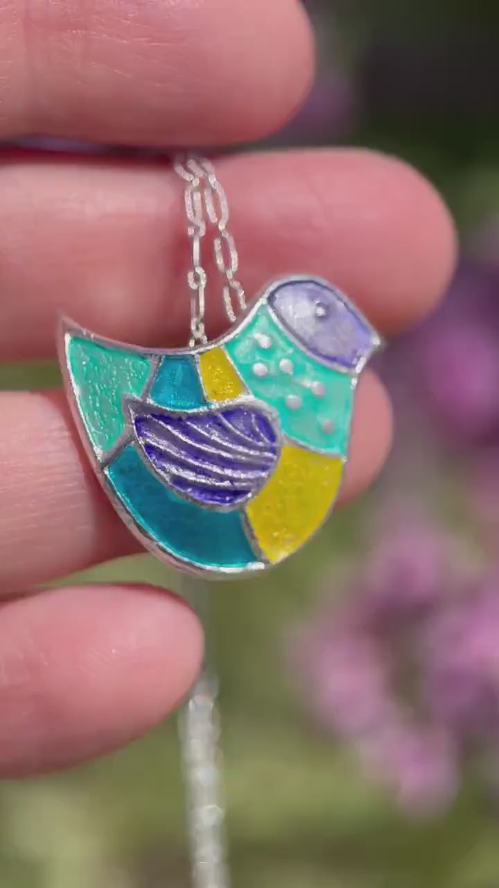 Colorful Bird Pendant Necklace of