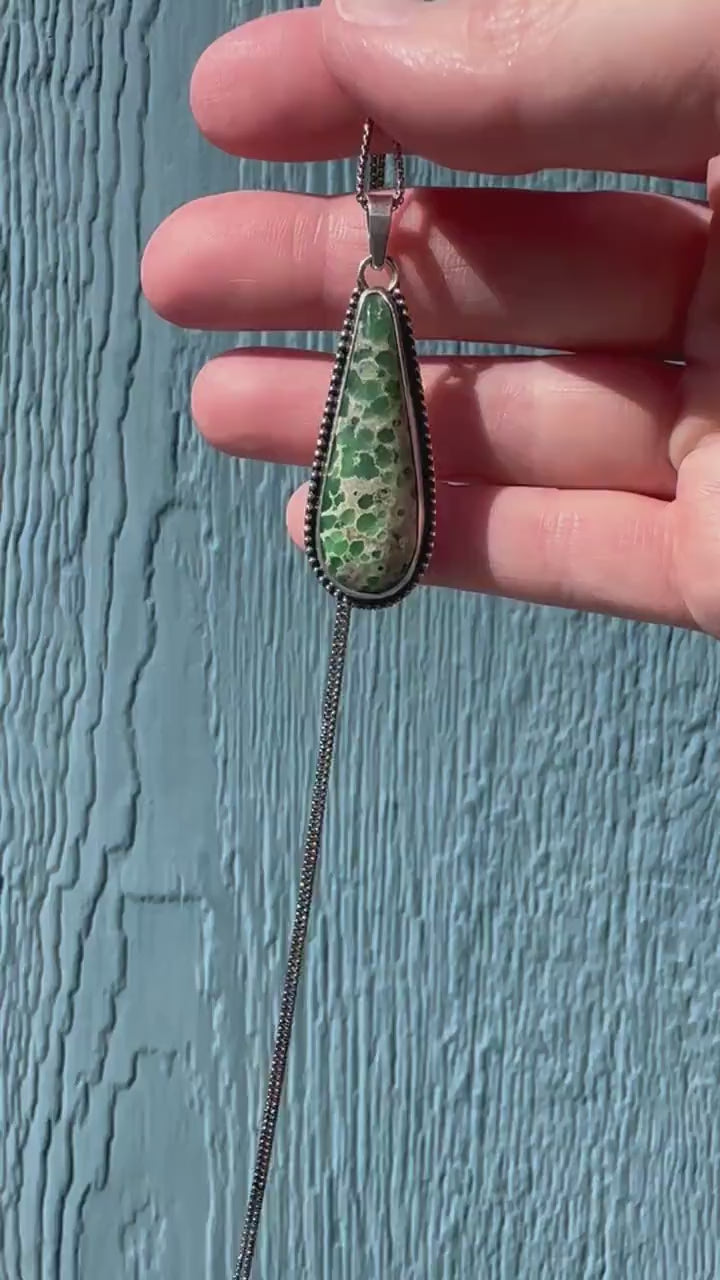 Utah Lucin Variscite and Sterling Silver Pendant Necklace
