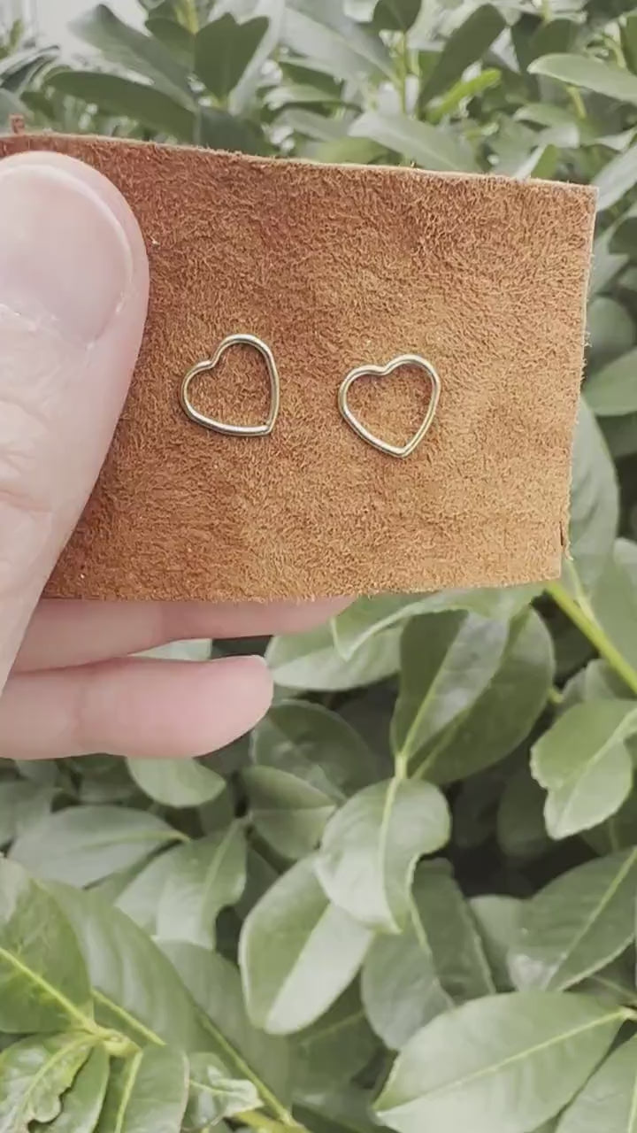 Gold Heart Stud Earrings - 14k Yellow Gold Fill, Love Symbol Gift For Her Jewelry, Post Earrings