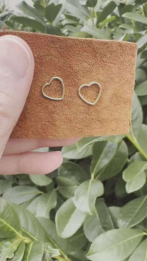 Gold Heart Stud Earrings - 14k Yellow Gold Fill, Love Symbol Gift For Her Jewelry, Post Earrings