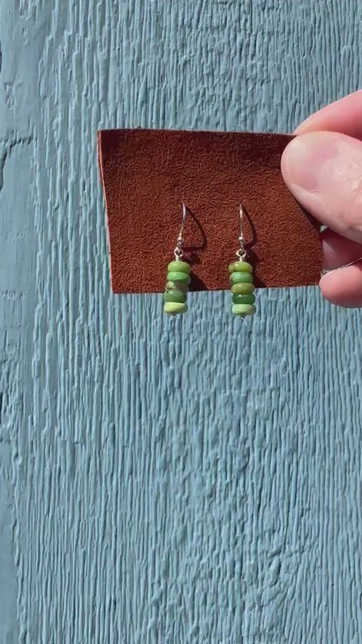 Green Chrysoprase and Solid 925 Sterling Silver Earrings