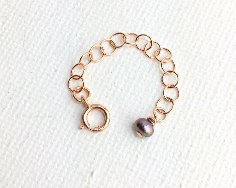 Custom Jewelry Extender in 14k Rose Gold Fill with Freshwater Pearl Charm. Choose your size. Works Great for Layered Necklaces, Bracelets