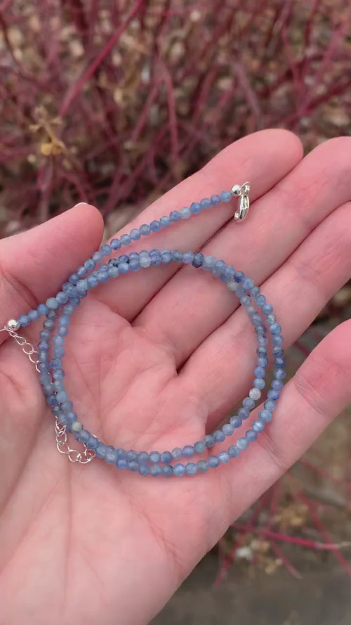 Beaded Kyanite and Sterling Silver Silver Necklace