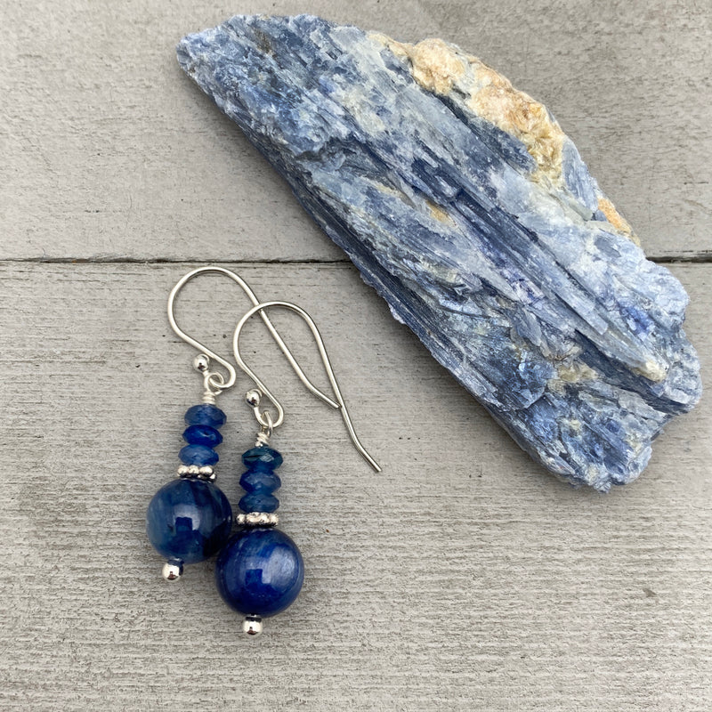 Blue Kyanite and Sterling Silver Earrings