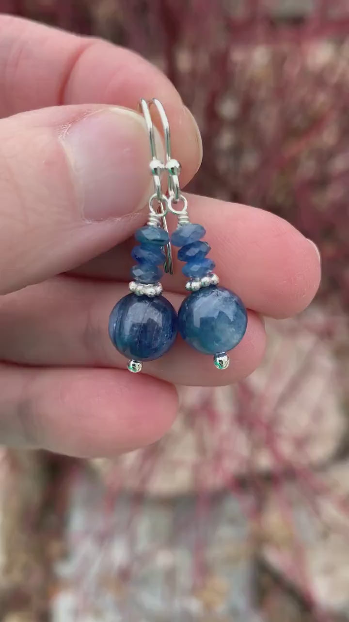 Blue Kyanite and Sterling Silver Earrings