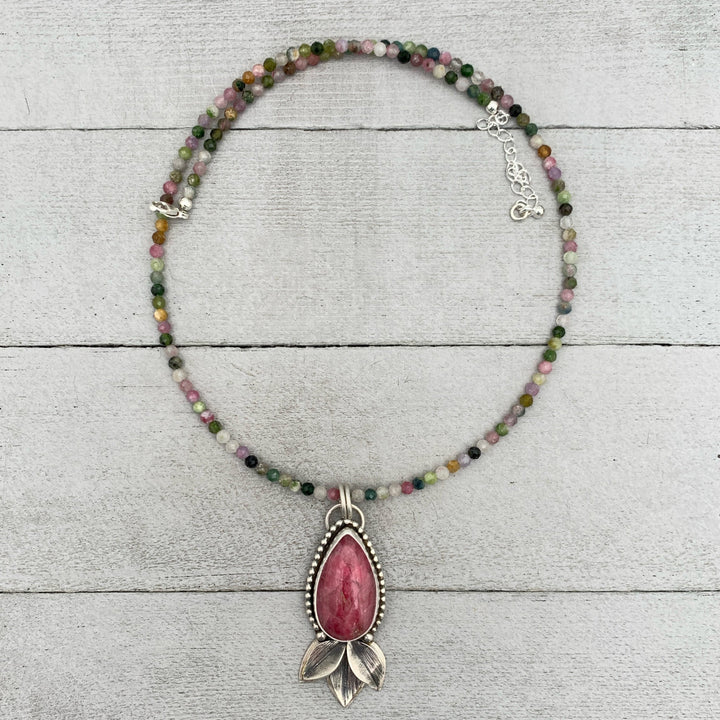 Tourmaline and Sterling Silver Necklace. Faceted and Colorful