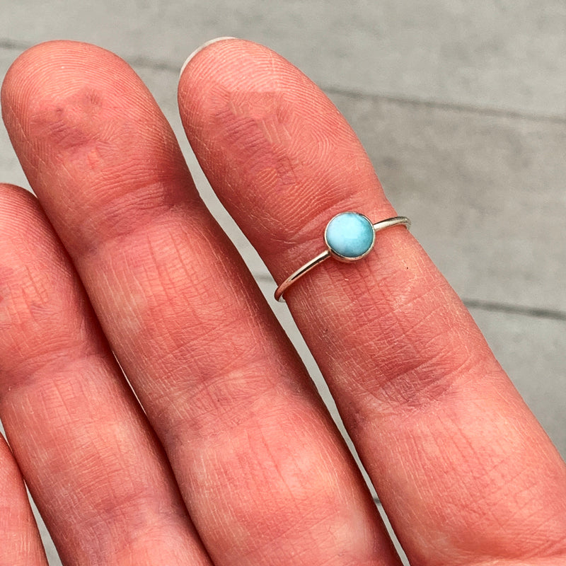 Larimar Solid 925 Sterling Silver Ring. Size 4.5 US