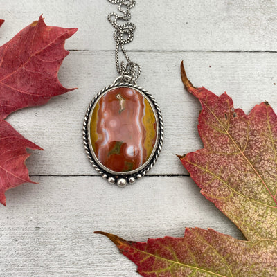 Ocean Jasper and Sterling Silver Pendant Necklace
