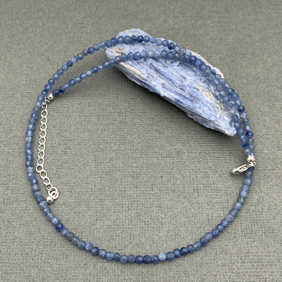 Beaded Kyanite and Sterling Silver Silver Necklace
