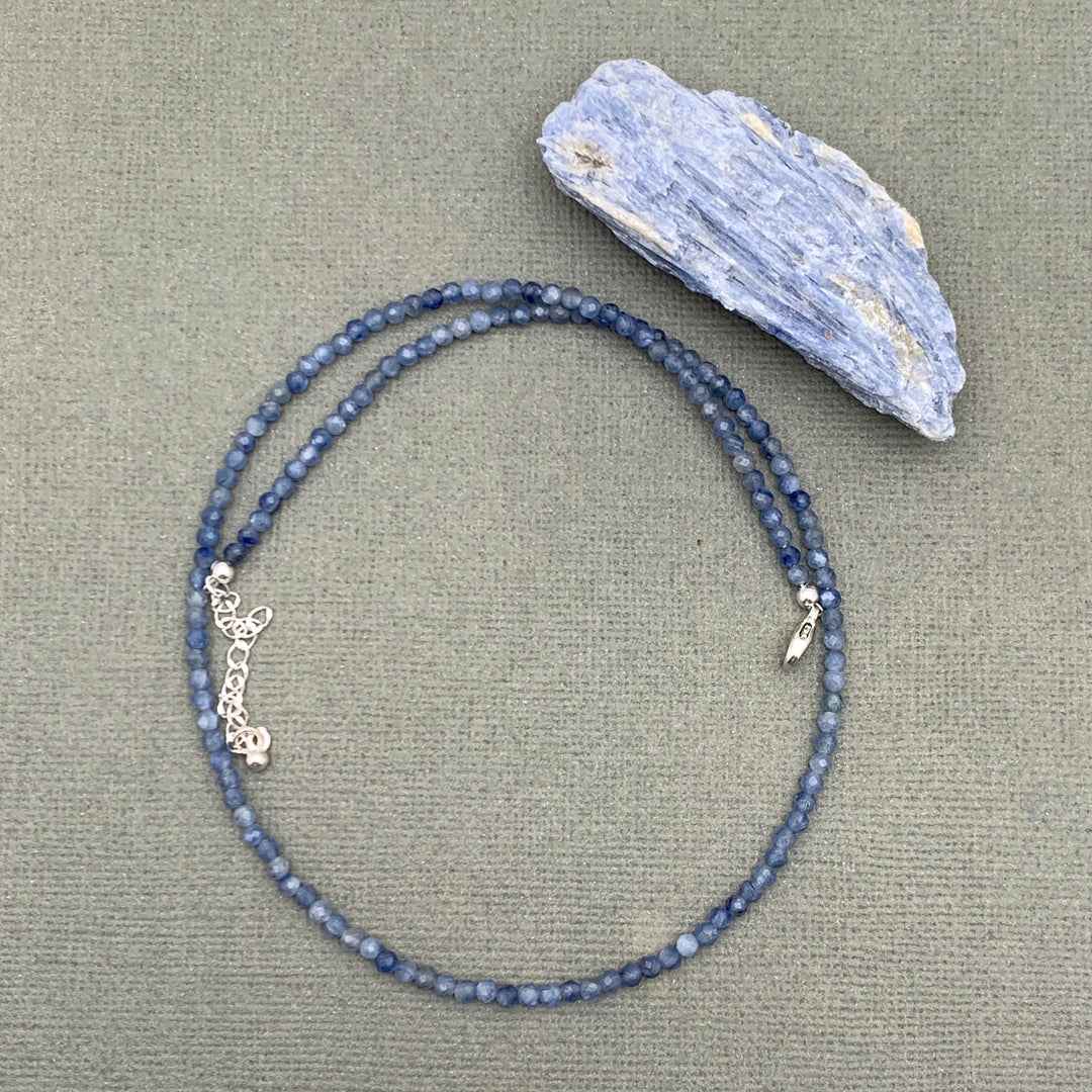 Beaded Kyanite and Sterling Silver Silver Necklace