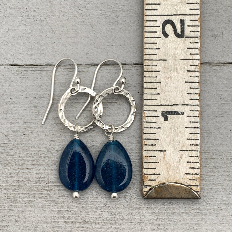 Blue Apatite Earrings and Solid 925 Sterling Silver Hoop Earrings