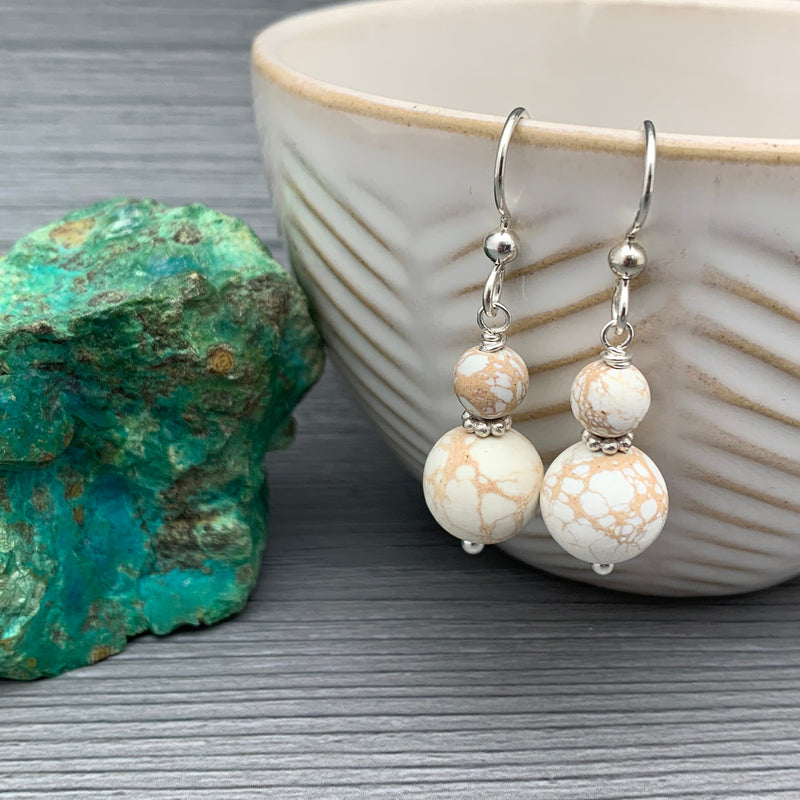 Nevada White Variscite and Sterling Silver Earrings