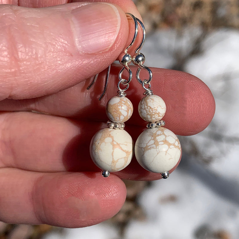 Nevada White Variscite and Sterling Silver Earrings