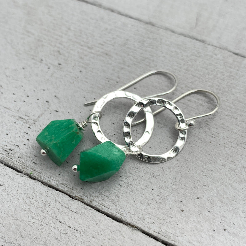 Candy Apple Green Variscite and Solid 925 Sterling Silver Earrings