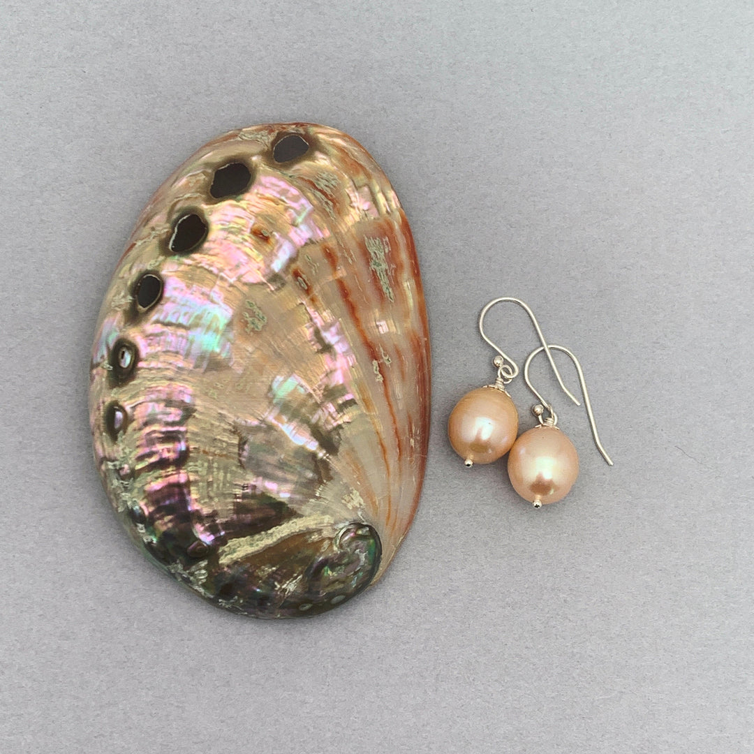 Champagne Pearl Earrings with Solid 925 Sterling Silver