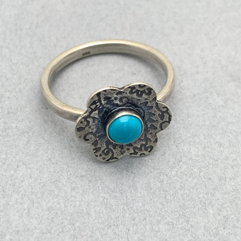 Blue Ridge Turquoise and Sterling Silver Flower Ring