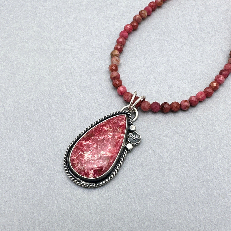 Thulite and Sterling Silver Necklace