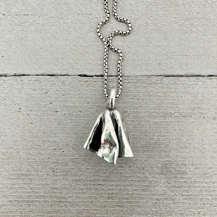 Tiny Silver Ghost Pendant. "Spike" Solid 925 Sterling Silver Halloween Necklace