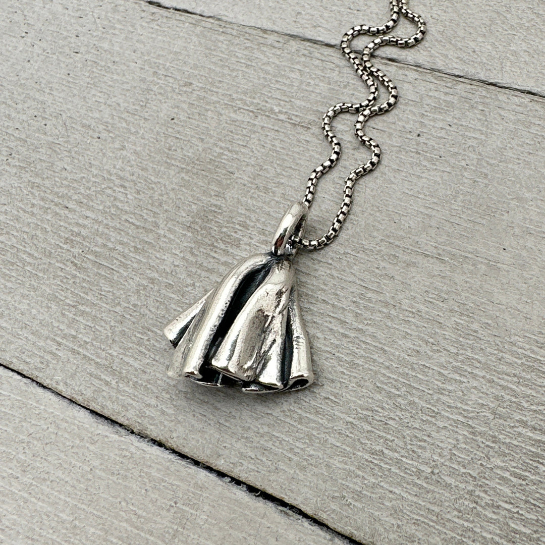 Tiny Silver Ghost Pendant. "Salem" Solid 925 Sterling Silver Halloween Necklace