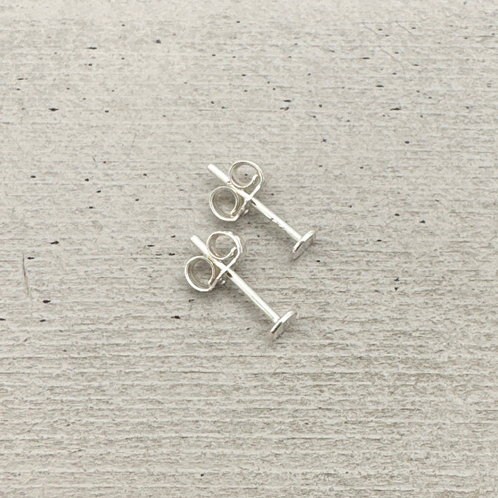 Dot Stud Earrings in Solid 925 Sterling Silver. Circle Minimalist Earrings