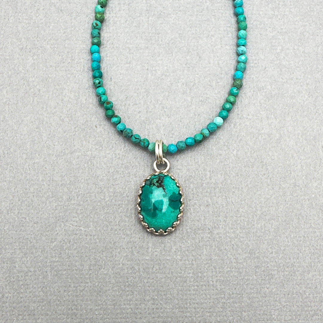 Turquoise and Sterling Silver Pendant Necklace