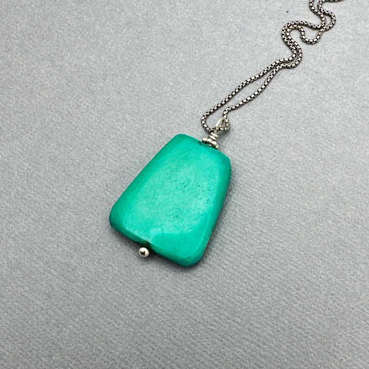 Large Turquoise Pendant on a Sterling Silver Chain