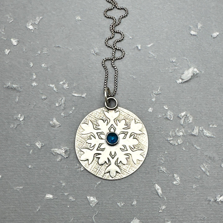 Apatite and Sterling Silver Snowflake Pendant Necklace