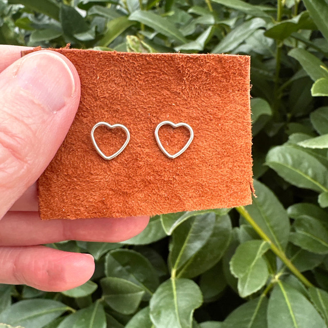 Heart Stud Earrings in Solid 925 Sterling Silver. Love Symbol Post Earrings - SunlightSilver