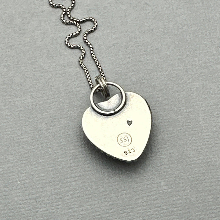 Rosarita Heart Pendant Necklace. Solid 925 Sterling Silver Valentines, Love Jewelry, Gold Slag - SunlightSilver