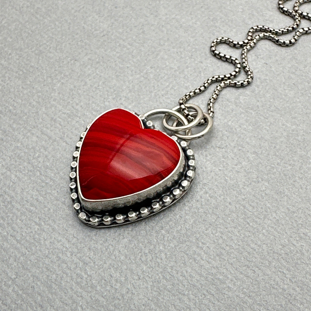 Rosarita Heart Pendant Necklace. Solid 925 Sterling Silver Valentines, Love Jewelry, Gold Slag - SunlightSilver