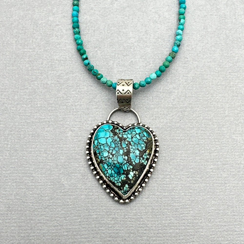 Turquoise Heart and Sterling Silver Pendant Necklace - SunlightSilver
