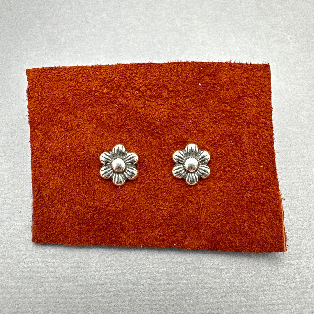 Flower Stud Post Earrings in Solid 925 Sterling Silver - SunlightSilver