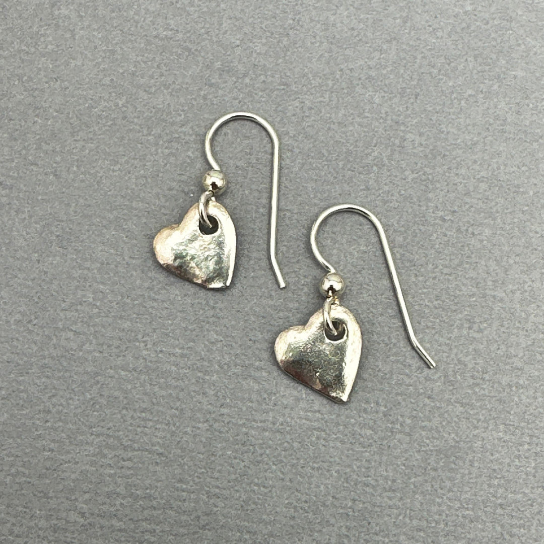 Silver Heart Charm Earrings Solid 925 Sterling Silver - SunlightSilver